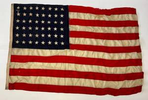 lot 1 image: Vintage 4 x 6 Washington Wool Bunting 48 Star Flag (Holes Present)