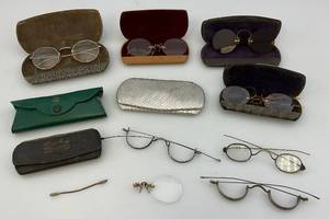 lot 27 image: Vintage Glasses & Cases Including 110 12 K Gold Filled & More