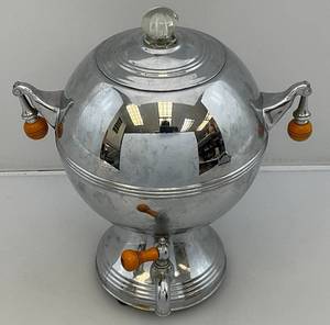 lot 63 image: 1930s Chromaster Coffee Pot (No Cord Missing Top Knob Loose)
