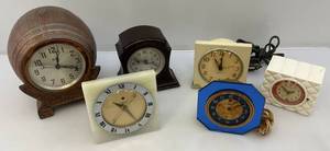 lot 152 image: Misc. Vintage Clocks (Barrel Clock Needs Repair)
