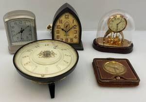 lot 175 image: Misc. Vintage Clocks Including RARE Vintage Magnetic Desk Clock