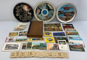lot 234 image: Misc. Vintage Travel Tin Trays, Postcards & More