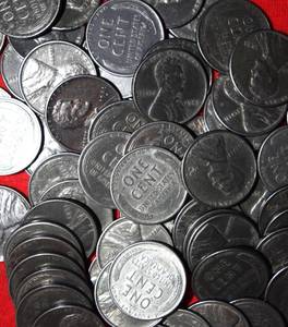Lot of (65) Steel Wheat Pennies