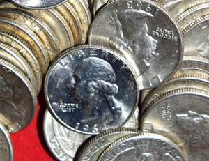 Lot of (50) 90% Silver Washington Quarters