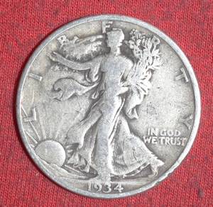 Lot of (1) 1934S 90% Silver Walking Liberty Half Dollar