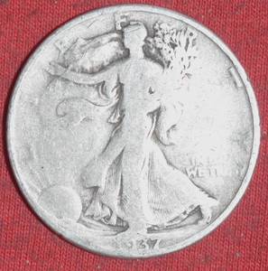 Lot of (1) 1937D 90% Silver Walking Liberty Half Dollar