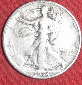 Lot of (1) 1934P 90% Silver Walking Liberty Half Dollar