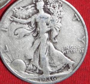 Lot of (3) 1936P1937P1938P 90% Silver Walking Liberty Half Dollar