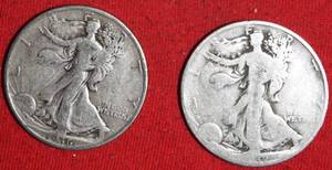 Lot of (2) 1936P1937P 90% Silver Walking Liberty Half Dollar
