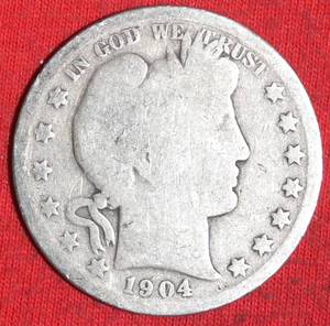Lot of (1) 1904P 90% Silver Barber Half Dollar