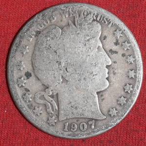 Lot of (1) 1907O 90% Silver Barber Half Dollar