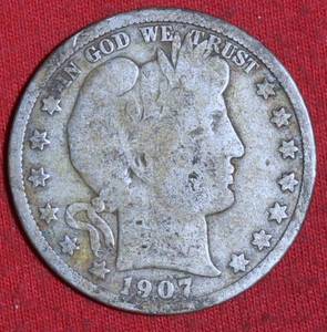 Lot of (1) 1907D 90% Silver Barber Half Dollar