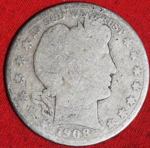 Lot of (1) 1908P 90% Silver Barber Half Dollar
