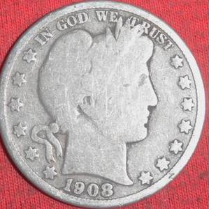 Lot of (1) 1908O 90% Silver Barber Half Dollar