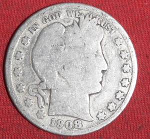 Lot of (1) 1908D 90% Silver Barber Half Dollar