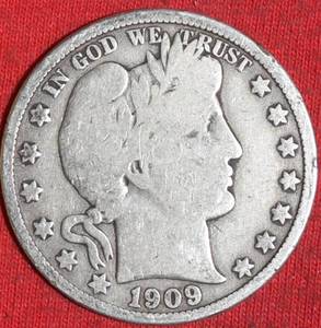 Lot of (1) 1909P 90% Silver Barber Half Dollar