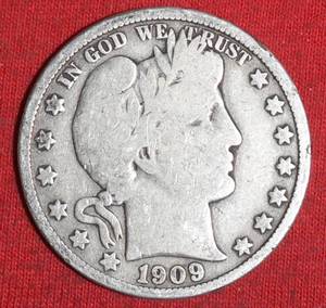 Lot of (1) 1909P 90% Silver Barber Half Dollar