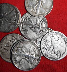 Lot of (9) 1943P 90% Silver Liberty Walking Half Dollars