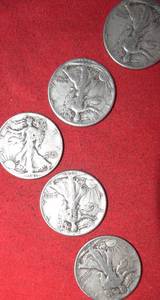 Lot of (5) 1941P 90% Silver Liberty Walking Half Dollars