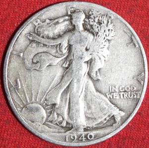 Lot of (4) 1940S44P45P45P  90% Silver Walking Liberty Half Dollars