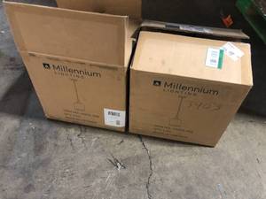 Lot of 2  Millennium Lighting Asheville 1-Light 8 in. Modern Gold Mini- Pendant Light with Clear Glass   Customer Returns See Pictures