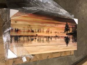 22.5 in. H x 45 in. W Chanannes by Parvez Taj Printed Natural Pine Wood Wall Art   Customer Returns See Pictures