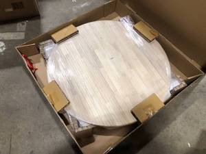WINSOME WOOD Sorella NaturaWhite Round Drop Lead Table Customer Returns See Pictures