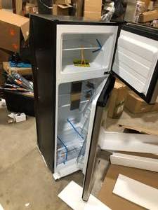 Vissani 7.1 cu. ft. Top Freezer Refrigerator in Stainless Steel Look Damaged  Customer Returns See Pictures