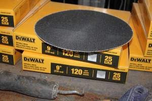 lot 933 image: Lot of (2 Boxes) DeWalt 9120-Grit Drywall Mesh Sanding Discs DWAM12025P