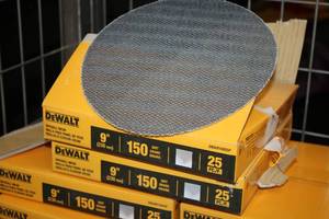 lot 936 image: Lot of (2 Boxes) DeWalt 9150-Grit Drywall Mesh Sanding Discs DWAM15025P
