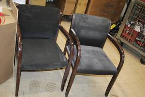 lot 1043 image: Lot of (2) Padded Wood Office Entry Arm Chairs