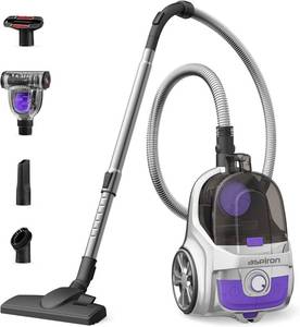 lot 27 image: Aspiron Upgraded Canister Vacuum Cleaner, 1200W Bagless Vacuum Cleaner, 3.7Qt Large Capacity, Auto Cord Rewind, Double HEPA Filter,