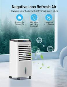 lot 33 image: PARIS RHNE Evaporative Air Cooler, 4-in-1 Evaporative Cooler, Portable Swamp Cooler with Negative Ion, LED Display, 2.6Gal Water Tank