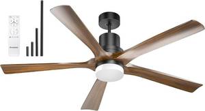 lot 39 image: Ensenior 52 Ceiling Fan with Light Remote Control, 5CCT selectable, Dimmable, 1200 Lumens, 18W LED, 5 Wood Blades and Reversible DC Motor