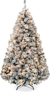 lot 42 image: 6ft Pre-Lit Snow Flocked Artificial  Pine Tree