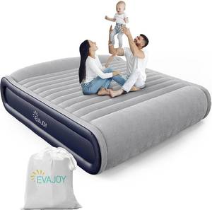 lot 46 image: Evajoy Air Mattress Queen with Built-in Pump, Inflatable air Mattress with Raised Pillow, Double High Airbed Headboard, 2 Mins Quick InflationDeflation, Comfort Blow Up Flocked Top for Home, Camping