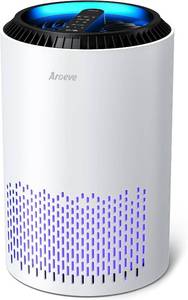lot 49 image: AROEVE Air Purifiers for Home, Air Purifier Air Cleaner For Smoke Pollen Dander Hair Smell Portable Air Purifier with Sleep Mode Speed Control For Bedroom Office Living Room, MK01- White
