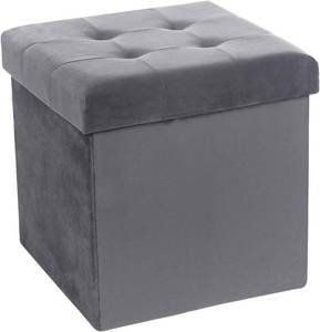 lot 52 image: FAPO Storage Ottoman, 13In Small Tufted Foldable Footrest Stool Seat, Cube Toy Chest for Bedroom  Living Room (Dark Grey)