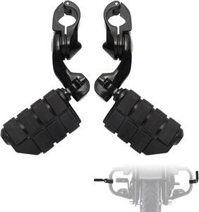 lot 53 image: 1.25 Highway Foot pegs, Short Angled Adjustable Highway Pegs wMounts  w1-14 Engine Guard,Black#2