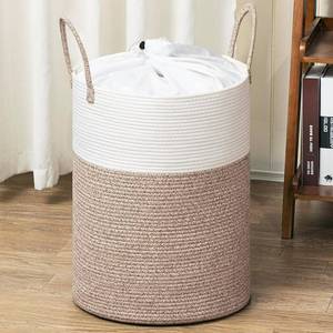 lot 56 image: Goodpick Clothes Hamper, 60L Tall Laundry Basket Organizer for Clothes, Woven Laundry Basket for Living Room, Small Laundry Basket, 15 x 20 Inches, Brown