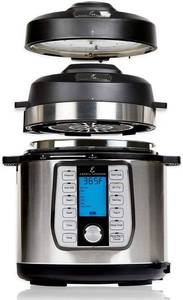 lot 85 image: Emeril Lagasse  Everyday 6 QT Pressure Air Fryer, 5 Pc Accessory Pack, Silver