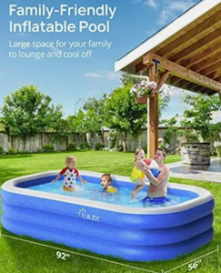lot 96 image: Inflatable Swimming Pool, 92 x 56 x 20
