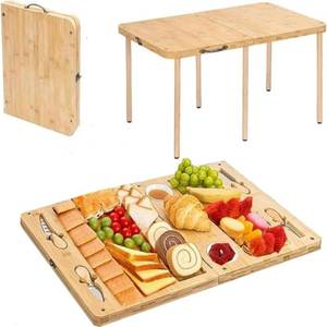 lot 101 image: Versatile supportable Picnic Board, Folding Portable Bamboo Cheese Board and Knife Set, Outdoor Picnic Foldable Board Table, Charcuterie Board Set,for Potluck, Camping Concert