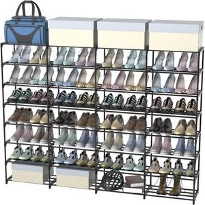 lot 103 image: Large Shoe Rack Organizer, 4 Rows 7 Tier Tall Shoe Storage