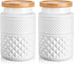lot 105 image: 2 Packs Of 2 Claplante Large Storage Jar, 60 FL OZ Food Storage Containers with Bamboo Lid,Canisters, Airtight