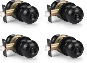 lot 150 image: KNOBWELL 4 Pack Modern Door Knob Privacy Door Knob Bedroom Door Knobs with Lock, Matte Black Bathroom