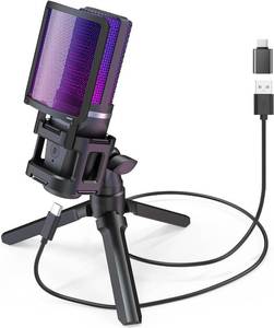 lot 151 image: ZealSound Gaming USB Microphone for PC,RGB Condenser Computer  Gaming, Streaming, Podcasting, ,Cardioid Mic Kit for LaptopPS4PS5Phone