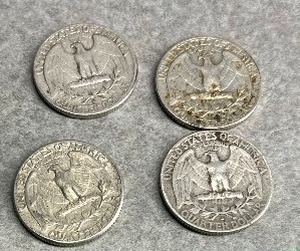 lot 105 image: 4) 1960 WASHINGTON QUARTERS 90% SILVER