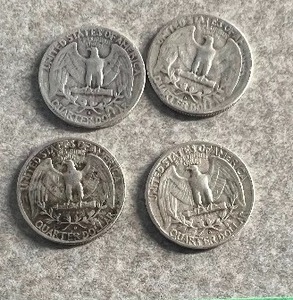 lot 100 image: 4) 1954 WASHINGTON QUARTERS 90% SILVER