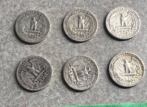 lot 103 image: 6) 1953 WASHINGTON QUARTERS 90% SILVER